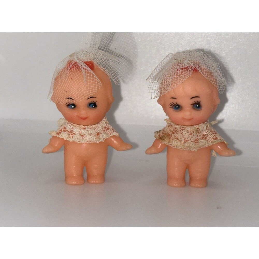 Kewpie Mini Vintage Dolls With Veil And Shawl 2 inch Toys Blue Eyes